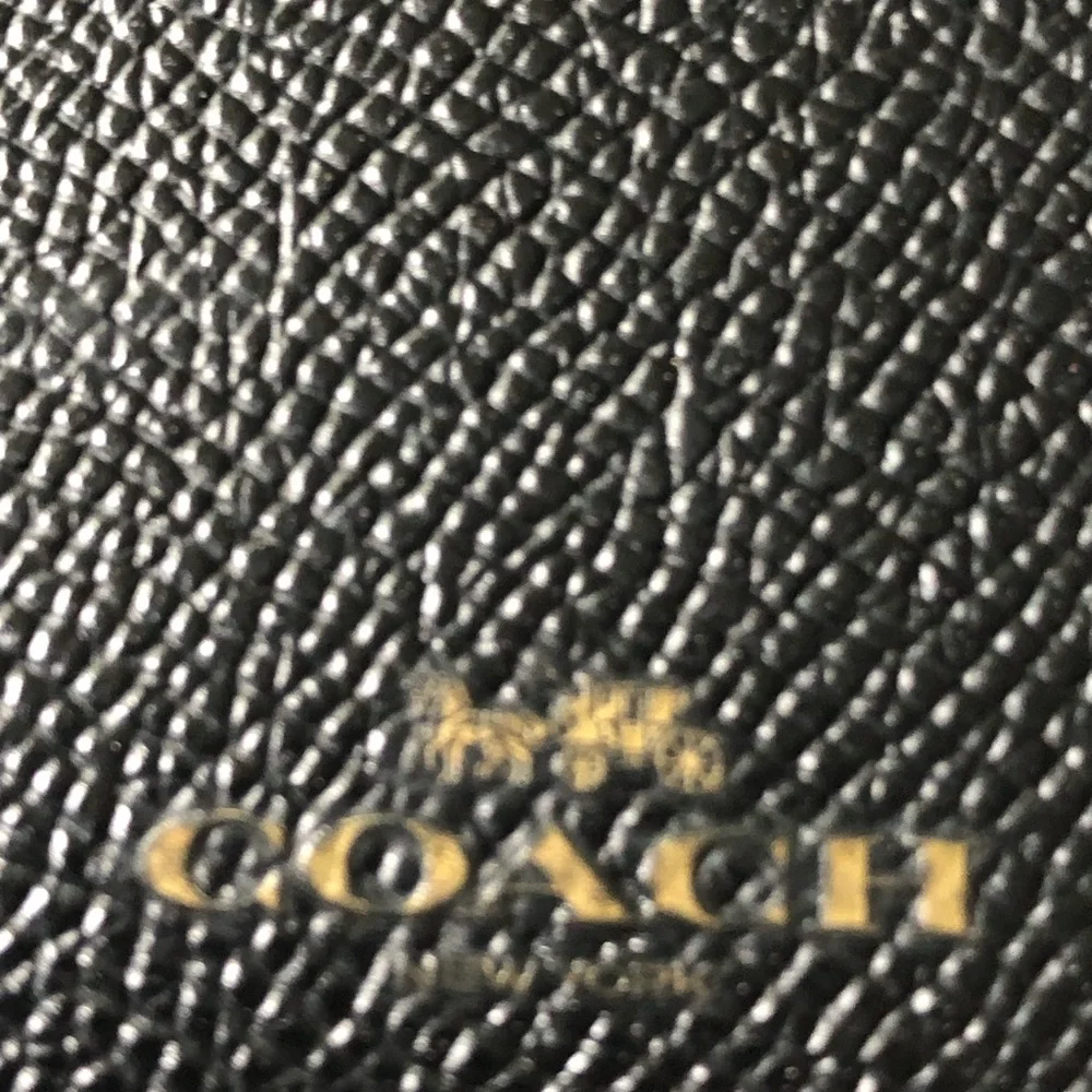Coach Black Pebbled Leather ID Holder with Gold Accent non refundable